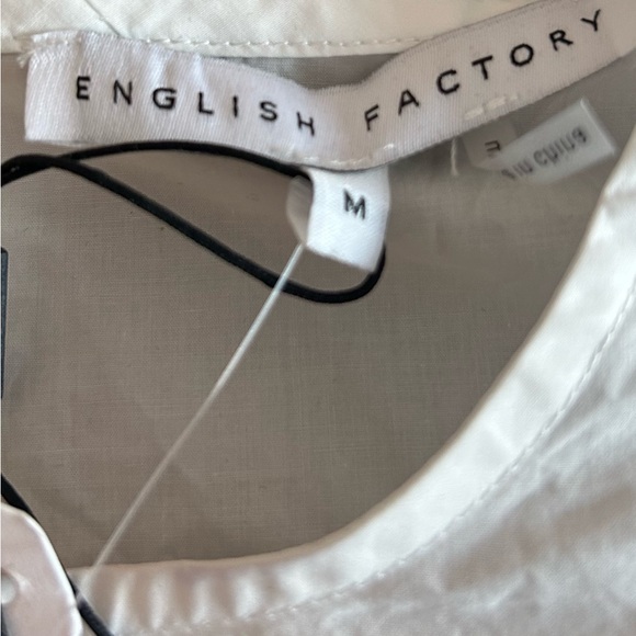 English Factory Anthropologie Ruffle Smocked Puff Sleeve Blouse White Medium NEW - Picture 11 of 12